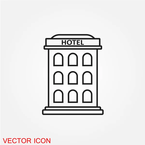 Edificio Dell Hotel Icona Piatta Isolato Sfondo Bianco Vettore Illustrazione — Vettoriale Stock