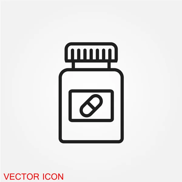 Medizinisches Pillen Fläschchen Symbol Auf Weißem Hintergrund Vektor Illustration — Stockvektor