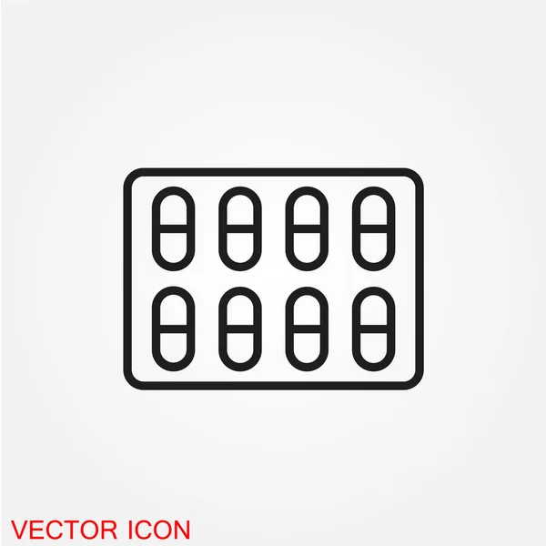 Pilules Médicales Icône Plate Isolée Sur Fond Blanc Vecteur Illustration — Image vectorielle