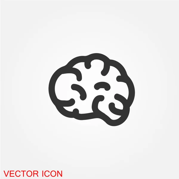 Cerebro Humano Icono Plano Aislado Sobre Fondo Blanco Vector Ilustración — Vector de stock