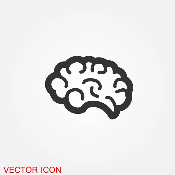 Cerebro Humano Icono Plano Aislado Sobre Fondo Blanco Vector Ilustración — Vector de stock