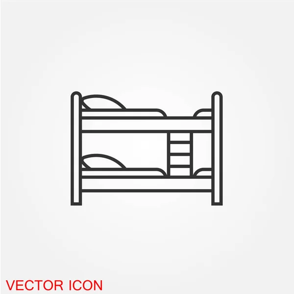 Hostel Bunk Bed Flat Icon Isolated White Background Vector Illustration — Stock Vector