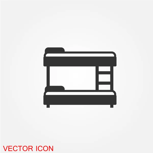 Hostel Bunk Bed Flat Icon Isolated White Background Vector Illustration — Stock Vector