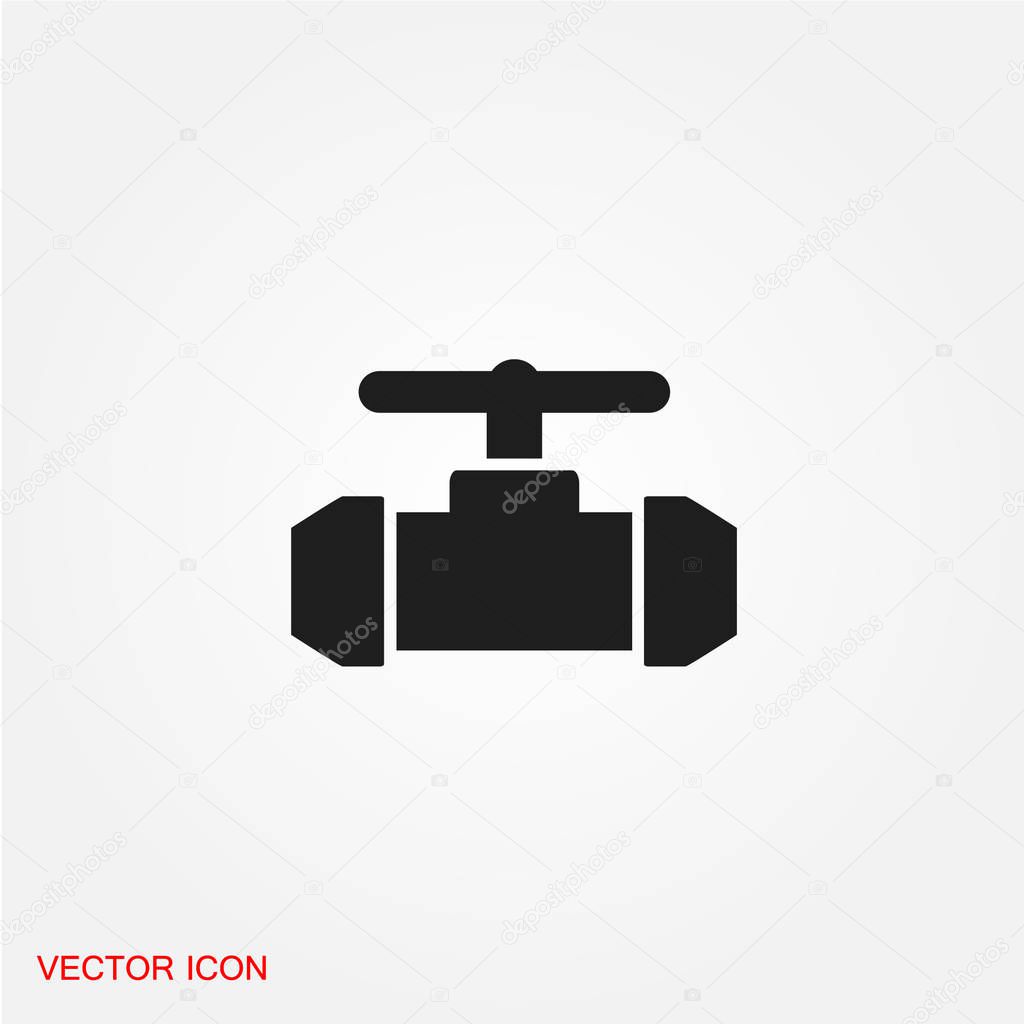 Pipe valve flat icon isolated on white background, vector, illustration