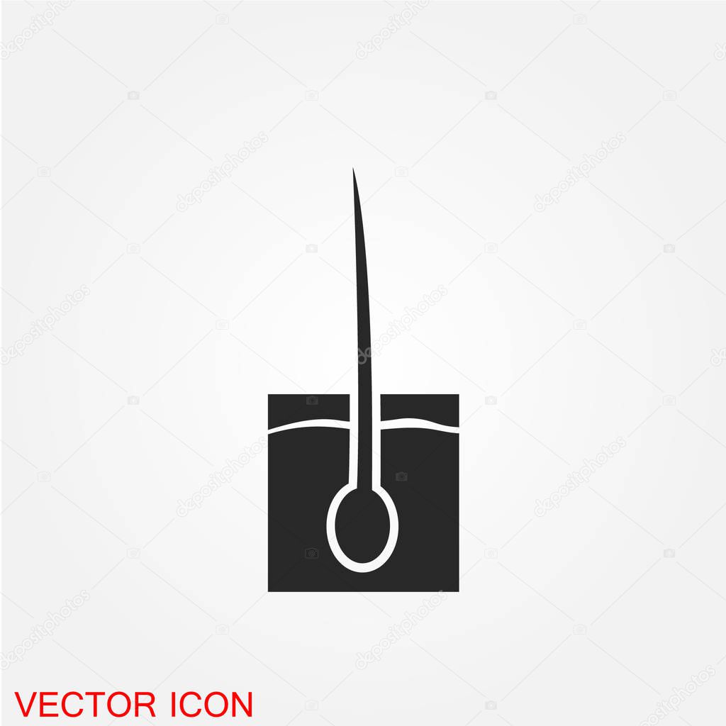 Hair with follicle icon, vector illustration