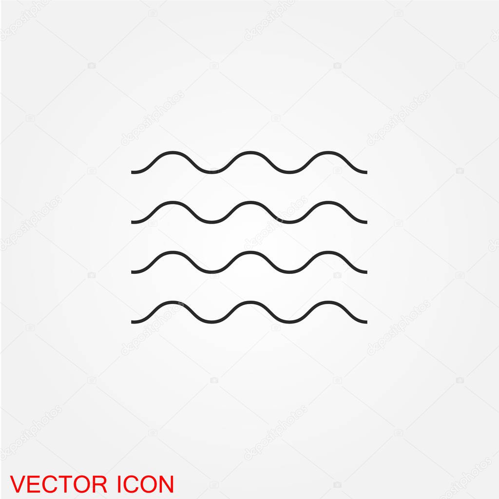 sea waves flat icon isolated on white background, vector, illustration