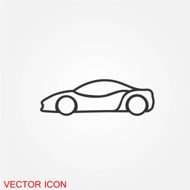 yolcu araba düz simgesi beyaz arka plan, vektör, illüstrasyon izole