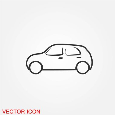 yolcu araba düz simgesi beyaz arka plan, vektör, illüstrasyon izole