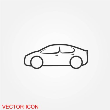 yolcu araba düz simgesi beyaz arka plan, vektör, illüstrasyon izole