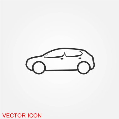 yolcu araba düz simgesi beyaz arka plan, vektör, illüstrasyon izole