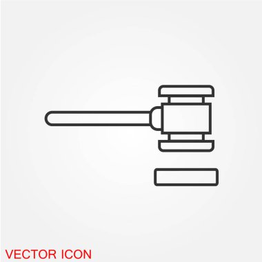 Açık artırma çekiç düz simgesi, vektör, illüstrasyon