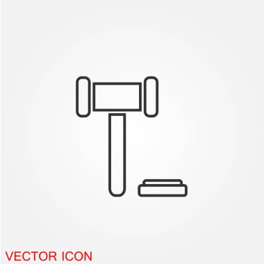 Açık artırma çekiç düz simgesi, vektör, illüstrasyon