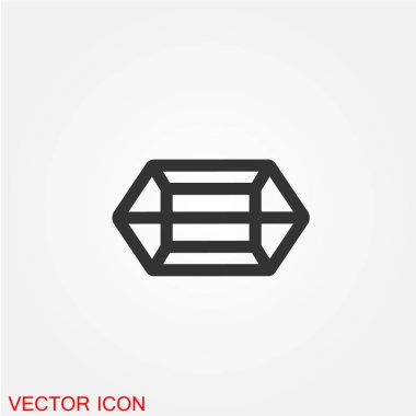 Elmas mücevher düz simgesi beyaz arka plan, vektör, illüstrasyon izole 