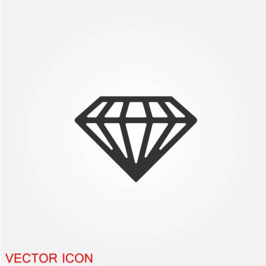 Elmas mücevher düz simgesi beyaz arka plan, vektör, illüstrasyon izole 