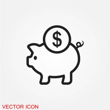 Beyaz arka plan, vektör, illüstrasyon izole kumbara düz simgesi