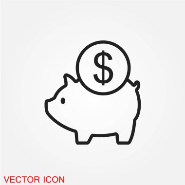 Beyaz arka plan, vektör, illüstrasyon izole kumbara düz simgesi