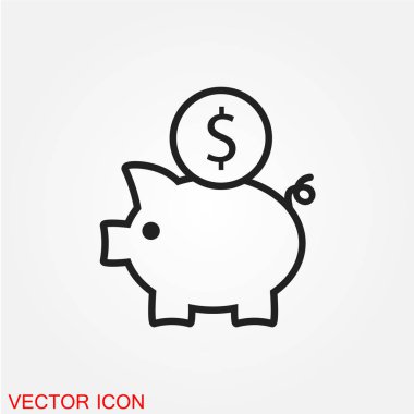 Beyaz arka plan, vektör, illüstrasyon izole kumbara düz simgesi