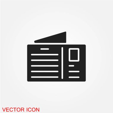 Kartpostal düz simgesi beyaz arka plan, vektör, illüstrasyon izole