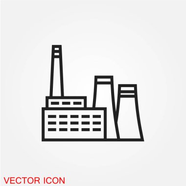 Fabrika düz simgesi beyaz arka plan, vektör, illüstrasyon izole 