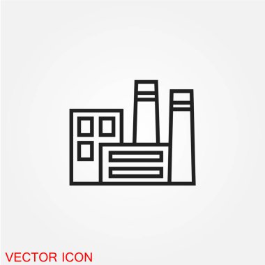 Fabrika düz simgesi beyaz arka plan, vektör, illüstrasyon izole 