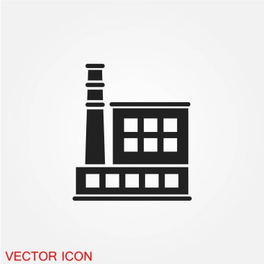 Fabrika düz simgesi beyaz arka plan, vektör, illüstrasyon izole 