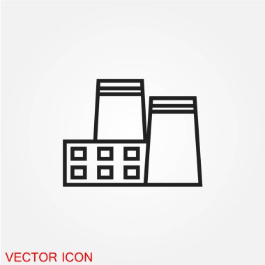 Fabrika düz simgesi beyaz arka plan, vektör, illüstrasyon izole 