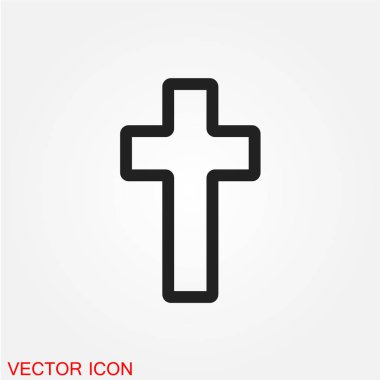 mezar çapraz düz simgesi beyaz arka plan, vektör, illüstrasyon izole