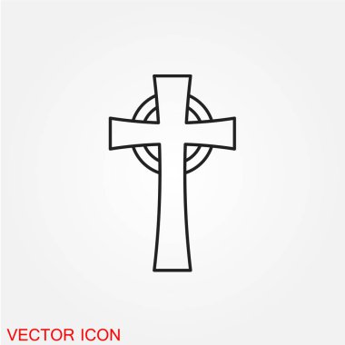 mezar çapraz düz simgesi beyaz arka plan, vektör, illüstrasyon izole