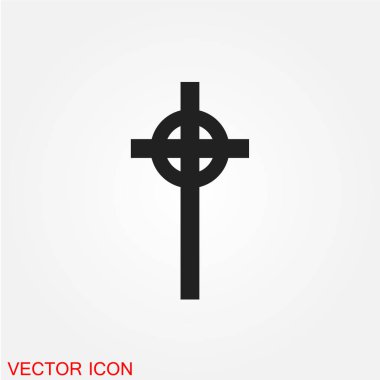 mezar çapraz düz simgesi beyaz arka plan, vektör, illüstrasyon izole