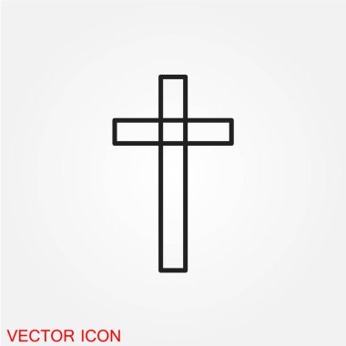 mezar çapraz düz simgesi beyaz arka plan, vektör, illüstrasyon izole