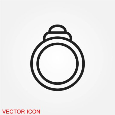 Elmas nişan yüzüğü düz simgesi beyaz arka plan, vektör, illüstrasyon izole