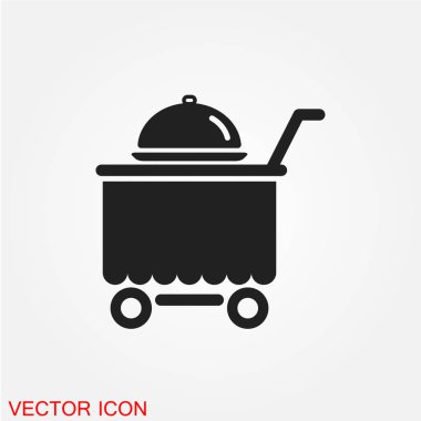 Oda Servisi düz simgesi beyaz arka plan, vektör, illüstrasyon izole