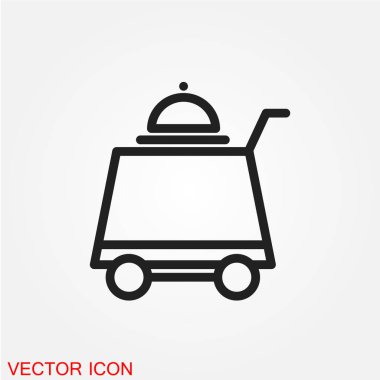 Oda Servisi düz simgesi beyaz arka plan, vektör, illüstrasyon izole