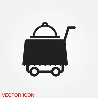 Oda Servisi düz simgesi beyaz arka plan, vektör, illüstrasyon izole