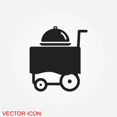 Oda Servisi düz simgesi beyaz arka plan, vektör, illüstrasyon izole