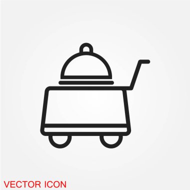 Oda Servisi düz simgesi beyaz arka plan, vektör, illüstrasyon izole