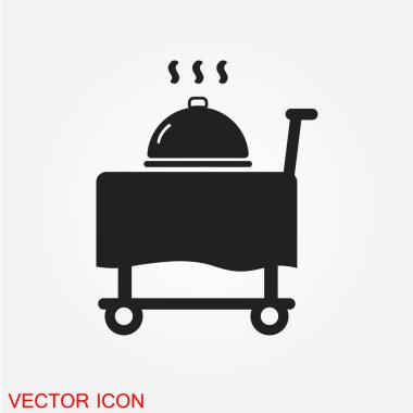 Oda Servisi düz simgesi beyaz arka plan, vektör, illüstrasyon izole