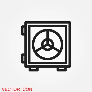 Office güvenli düz simgesi beyaz arka plan, vektör, illüstrasyon izole