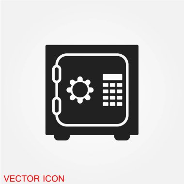 Office güvenli düz simgesi beyaz arka plan, vektör, illüstrasyon izole