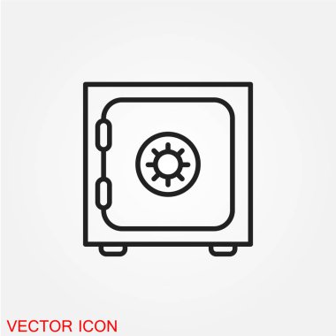 Office güvenli düz simgesi beyaz arka plan, vektör, illüstrasyon izole
