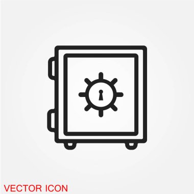 Office güvenli düz simgesi beyaz arka plan, vektör, illüstrasyon izole