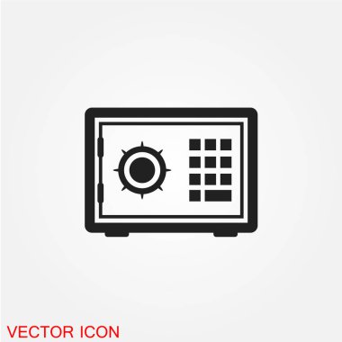 Office güvenli düz simgesi beyaz arka plan, vektör, illüstrasyon izole