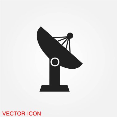 uydu çanağı düz simgesi beyaz arka plan, vektör, illüstrasyon izole