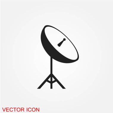 uydu çanağı düz simgesi beyaz arka plan, vektör, illüstrasyon izole