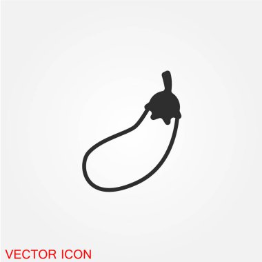 Beyaz arka plan, vektör, illüstrasyon izole patlıcan düz simgesi