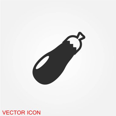 Beyaz arka plan, vektör, illüstrasyon izole patlıcan düz simgesi