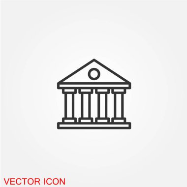 düz simgesi beyaz arka plan, vektör, illüstrasyon izole bina banka