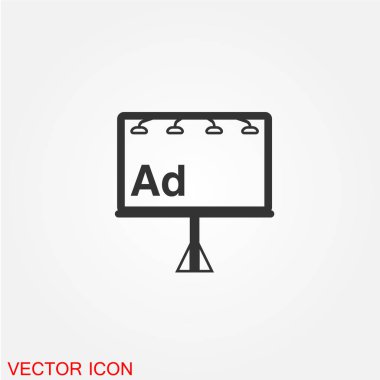 Beyaz arka plan, vektör, illüstrasyon izole billboard düz simgesi