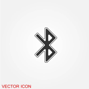 Bluetooth düz simgesi beyaz arka plan, vektör, illüstrasyon izole