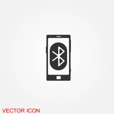 akıllı telefon simgesi ekranda beyaz arka plan, vektör, illüstrasyon izole işareti bluetooth ile